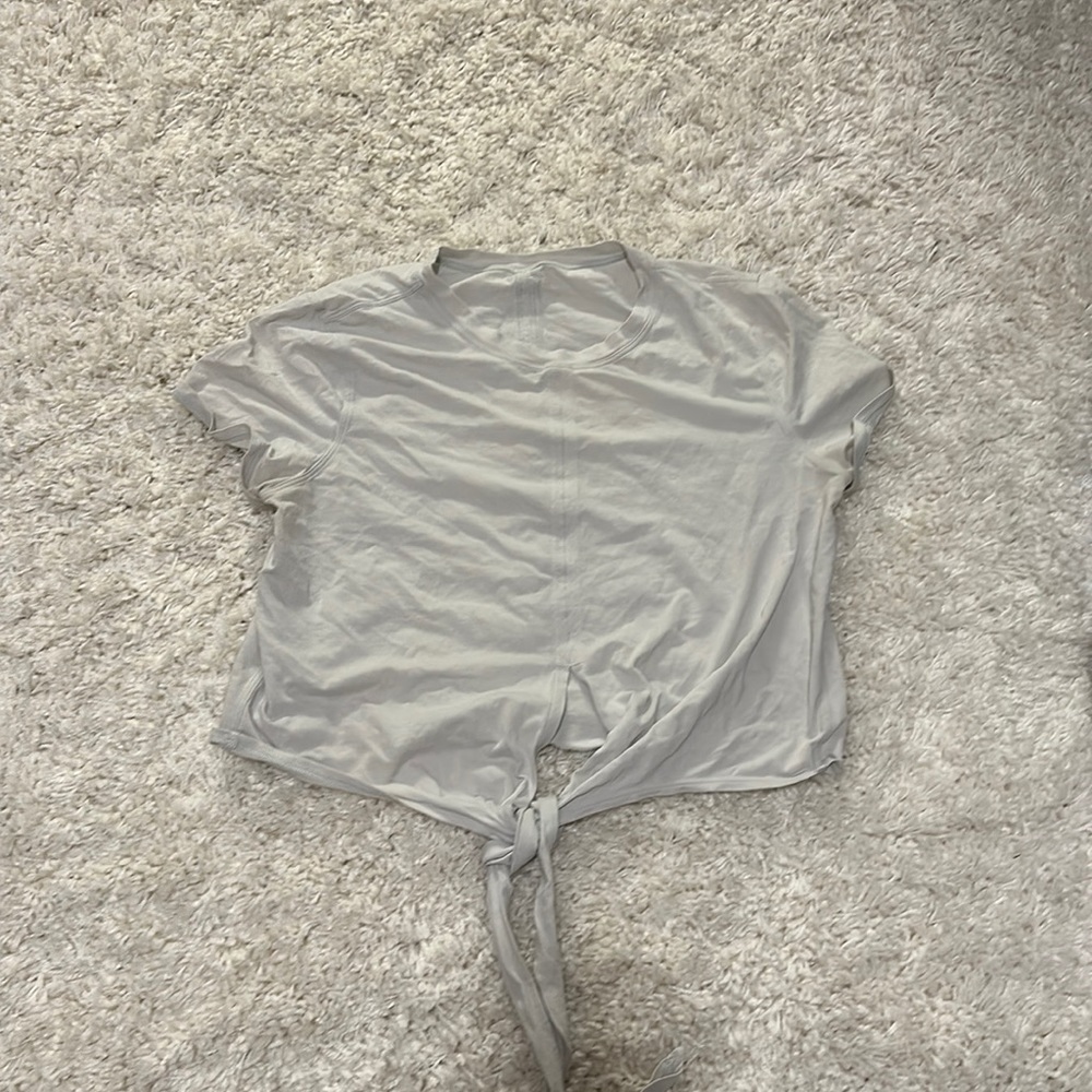 Pale blue Lululemon tie front tshirt